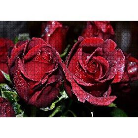 Cakapuzzle Kırmızı Güller ve Çiy Damlaları 120 Parça Ahşap Puzzle