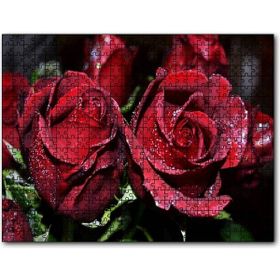 Cakapuzzle Kırmızı Güller ve Çiy Damlaları Mdf 1000 Parça Puzzle