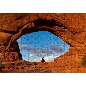 Cakapuzzle Kırmızı Kayalıklardaki Göz ve Kadın Mdf 120 Parça Puzzle