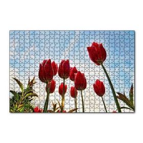Cakapuzzle Kırmızı Lale Bahçesi Görseli 120 Parça Ahşap Puzzle