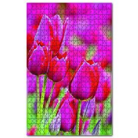 Cakapuzzle Kırmızı Lale Çiçeği Yağmur Damlacığı Ahşap 1000 Parça Puzzle