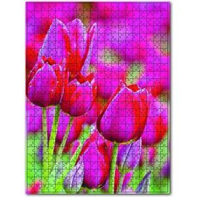 Cakapuzzle Kırmızı Lale Çiçeği Yağmur Damlacığı Ahşap 1000 Parça Puzzle