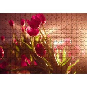 Cakapuzzle Kırmızı Laleler ve Yeşil Yapraklar Güneş Işığı 120 Parça Puzzle