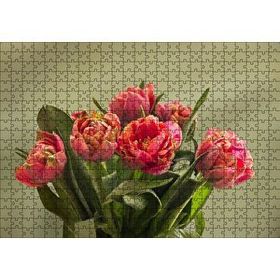 Cakapuzzle Kırmızı Laleler ve Yeşil Yaprakları 120 Parça Ahşap Puzzle