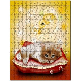 Cakapuzzle Kırmızı Minderde Balık Hayelli Kesi Görseli Mdf 120 Parça Puzzle