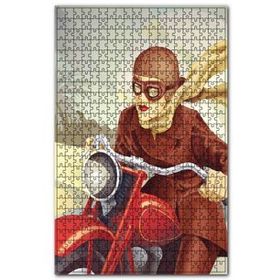 Cakapuzzle Kırmızı Motorsikletli Kahverengi Kıyafetli Kız 120 Parça Puzzle