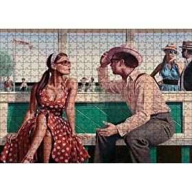 Cakapuzzle Kırmızı Puantiyeli Elbiseli Kız ve Aşığı 120 Parça Ahşap Puzzle