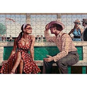 Cakapuzzle Kırmızı Puantiyeli Elbiseli Kız ve Aşığı 120 Parça Ahşap Puzzle