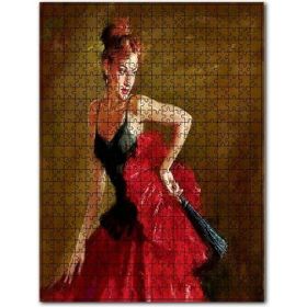 Cakapuzzle Kırmızı Siyah Elbiseli Flemenko Dansçısı Ahşap 255 Parça Puzzle