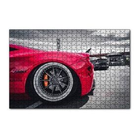 Cakapuzzle Kırmızı Spor Araba Çelik Jant Detayı 120 Parça Ahşap Puzzle