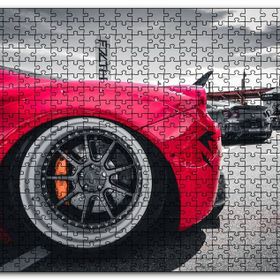 Cakapuzzle Kırmızı Spor Araba Çelik Jant Detayı Mdf 120 Parça Puzzle