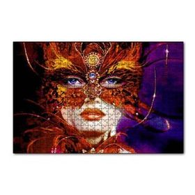 Cakapuzzle Kırmızı Tüylü Maskeli Kadın Görseli 120 Parça Ahşap Puzzle