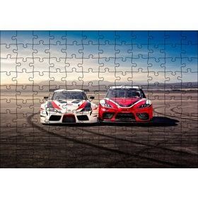 Cakapuzzle Kırmızı ve Beyaz Toyota Supralar Mdf 120 Parça Puzzle