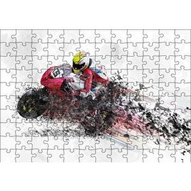 Cakapuzzle Kırmızı Yarış Motoru Dijital Çizim 120 Parça Ahşap Puzzle