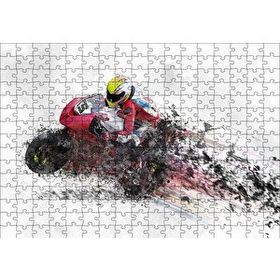 Cakapuzzle Kırmızı Yarış Motoru Dijital Çizim 120 Parça Ahşap Puzzle
