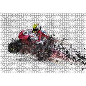 Cakapuzzle Kırmızı Yarış Motoru Dijital Çizim 120 Parça Ahşap Puzzle