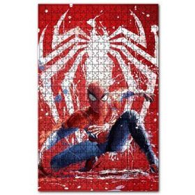 Cakapuzzle Kırmızı Zeminde Örümcek Adam ve Simgesi Görseli 120 Parça Puzzle