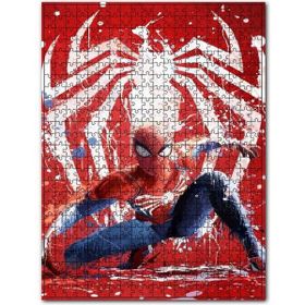 Cakapuzzle Kırmızı Zeminde Örümcek Adam ve Simgesi Görseli 255 Parça Puzzle