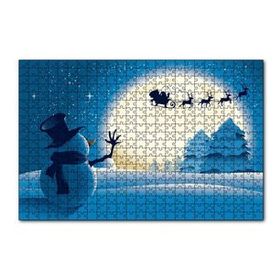 Cakapuzzle Kış Noeli Kardan Adam Ağaçlar Ayışığı 120 Parça Ahşap Puzzle