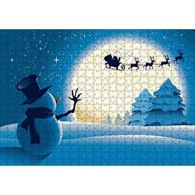 Cakapuzzle Kış Noeli Kardan Adam Ağaçlar Ayışığı 120 Parça Ahşap Puzzle
