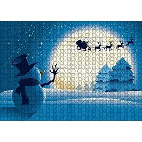 Cakapuzzle Kış Noeli Kardan Adam Ağaçlar Ayışığı 120 Parça Ahşap Puzzle
