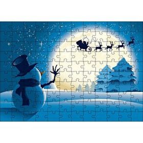 Cakapuzzle Kış Noeli Kardan Adam Ağaçlar Ayışığı Mdf 120 Parça Puzzle