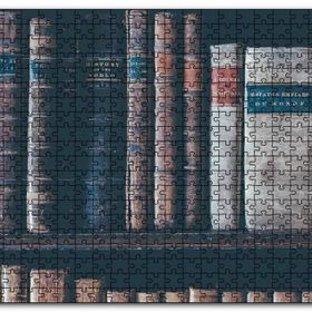 Cakapuzzle Kitaplıkta Deri Kaplı Kitap Görseli Mdf 120 Parça Puzzle