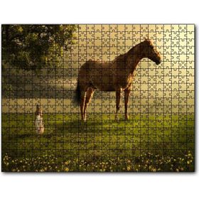 Cakapuzzle Kız Dev At ve Çayırlar Fantastik İllüstrasyon Mdf 1000 Parça Puzzle
