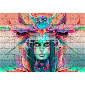 Cakapuzzle Kız ve Şahin Dijital Sanat 120 Parça Ahşap Puzzle