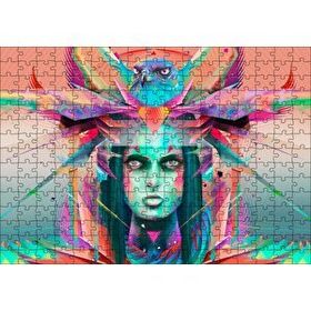 Cakapuzzle Kız ve Şahin Dijital Sanat 120 Parça Ahşap Puzzle