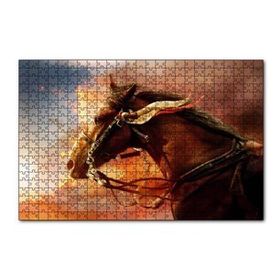 Cakapuzzle Kızıl Bulutlar Koşan Kahverengi At Görseli 120 Parça Puzzle