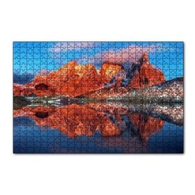 Cakapuzzle Kızıl Dağlar Berrak Göl Karlı Tepeler 120 Parça Ahşap Puzzle