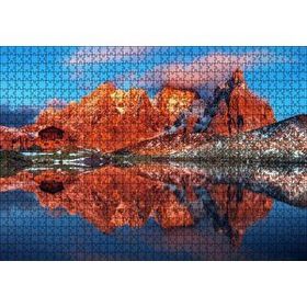 Cakapuzzle Kızıl Dağlar Berrak Göl Karlı Tepeler 120 Parça Ahşap Puzzle