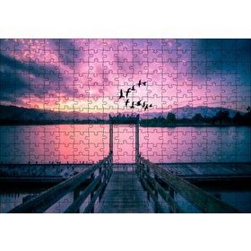 Cakapuzzle Kızıl Günbatımı Göl ve Turnalar 120 Parça Ahşap Puzzle