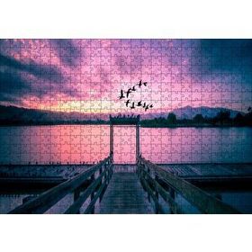 Cakapuzzle Kızıl Günbatımı Göl ve Turnalar Mdf 500 Parça Puzzle