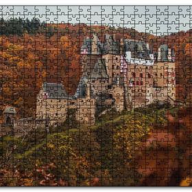 Cakapuzzle Kızıl Sonbahar Ağaçları Arasındaki Şato Mdf 1000 Parça Puzzle