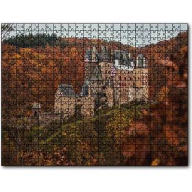 Cakapuzzle Kızıl Sonbahar Ağaçları Arasındaki Şato Mdf 1000 Parça Puzzle