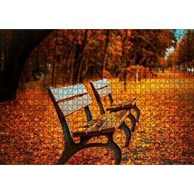 Cakapuzzle Kızıl Sonbahar Yaprakları ve Boş Banklar 255 Parça Puzzle
