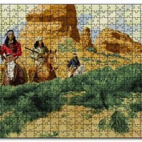Cakapuzzle Kızılderiler Atlar Silahlar Mdf 120 Parça Puzzle
