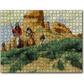 Cakapuzzle Kızılderiler Atlar Silahlar Mdf 120 Parça Puzzle