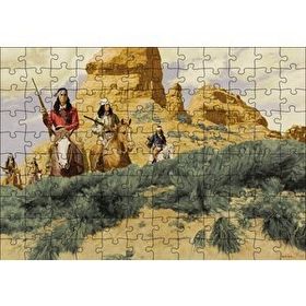 Cakapuzzle Kızılderiler Atlar Silahlar Mdf 120 Parça Puzzle
