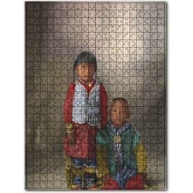 Cakapuzzle Kızılderili Çocuklar Renklendirilmiş Fotoğraf 500 Parça Ahşap Puzzle