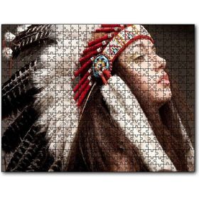 Cakapuzzle Kızılderili Erkek Savaşçı Görseli Mdf 120 Parça Puzzle