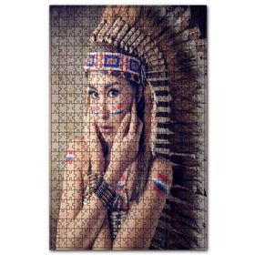 Cakapuzzle Kızılderili Giysili Kız Görseli Ahşap 1000 Parça Puzzle