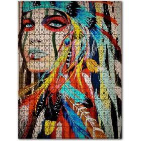 Cakapuzzle Kızılderili Kız Şekilli Ahşap Zeminde Görsel 120 Parça Puzzle
