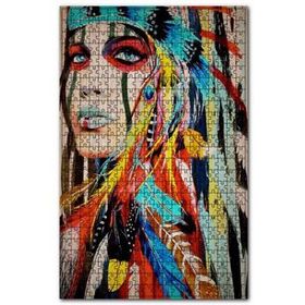 Cakapuzzle Kızılderili Kız Şekilli Ahşap Zeminde Görsel 255 Parça Puzzle