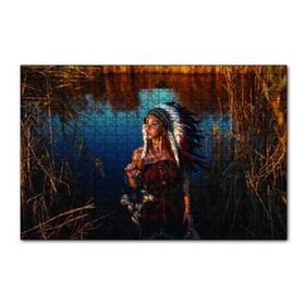 Cakapuzzle Kızılderili Kostümlü Kadın Göl ve Sazlıklar 255 Parça Puzzle