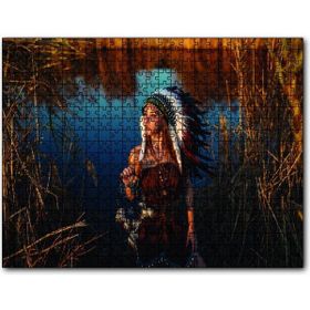 Cakapuzzle Kızılderili Kostümlü Kadın Göl ve Sazlıklar 255 Parça Puzzle