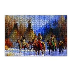Cakapuzzle Kızılderililer Atları ve Çadırları 120 Parça Ahşap Puzzle