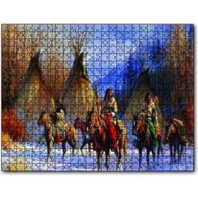 Cakapuzzle Kızılderililer Atları ve Çadırları Mdf 120 Parça Puzzle